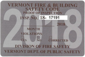 VT Fire Inspection Sticker 2018