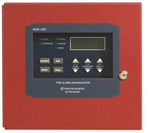 The ANN-100 annunciator is a compact, backlit, 80-character LCD fire annunciator that mimics the Fire Alarm Control Panel (FACP) display. It provides system status indicators for AC Power, Alarm, Trouble, Supervisory, and Alarm Silenced conditions.