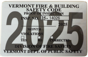 Vermont fire code inspection sticker